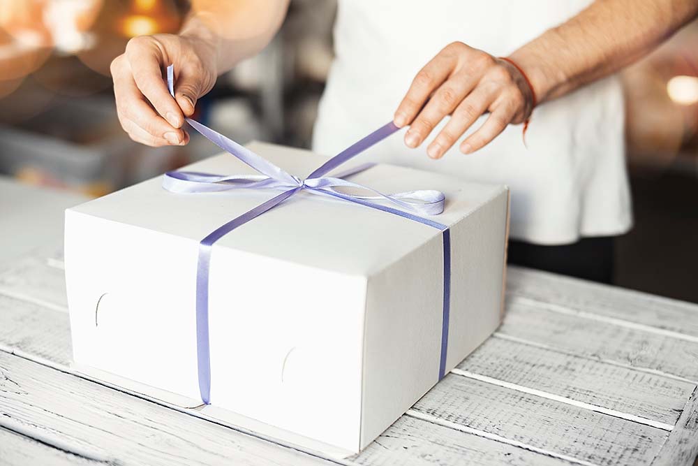 Beautifully wrapped subscription box with pies, holiday cookies and other baked goods. Great for the holidays! Our local bakery offers nationwide shipping!!