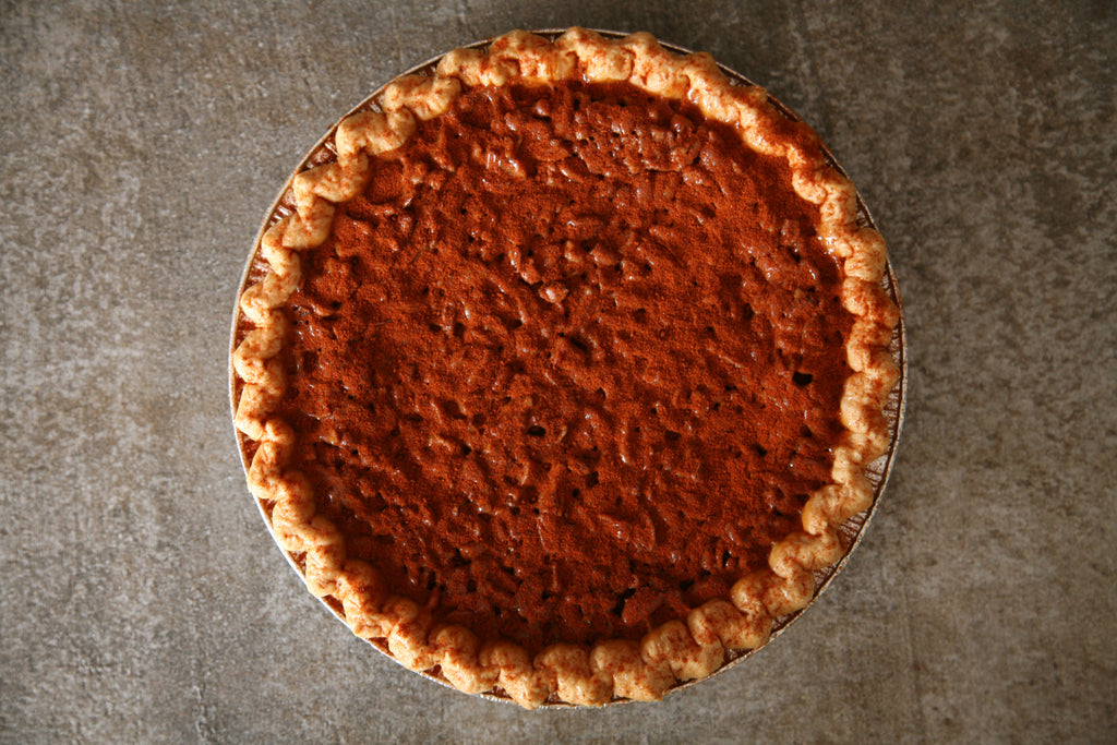 For the holidays, a beautifully baked red chile pecan pie. Our local bakery offers nationwide shipping! 
